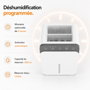 Déshumidificateur 1,5L anti-moisissures - format compact