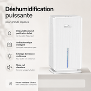Déshumidificateur électrique 3L - arrêt automatique réservoir plein