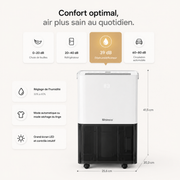 Déshumidificateur silencieux 10L - usage jusqu'à 15 m²