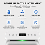 Déshumidificateur silencieux 12L - 3 modes intelligent continu veille