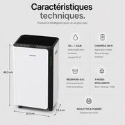 Dehumidifier d'Air 20 L – Connecté Wi-Fi pour Maison jusqu'à 60 m²