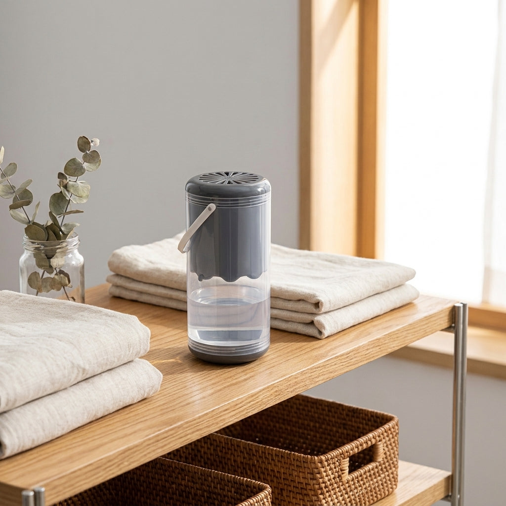 L’absorbeur Oréair posé près de linge de maison