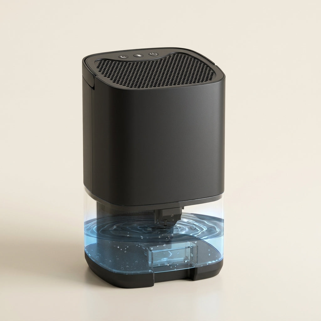 Gros plan du modèle portable noir et de son réservoir